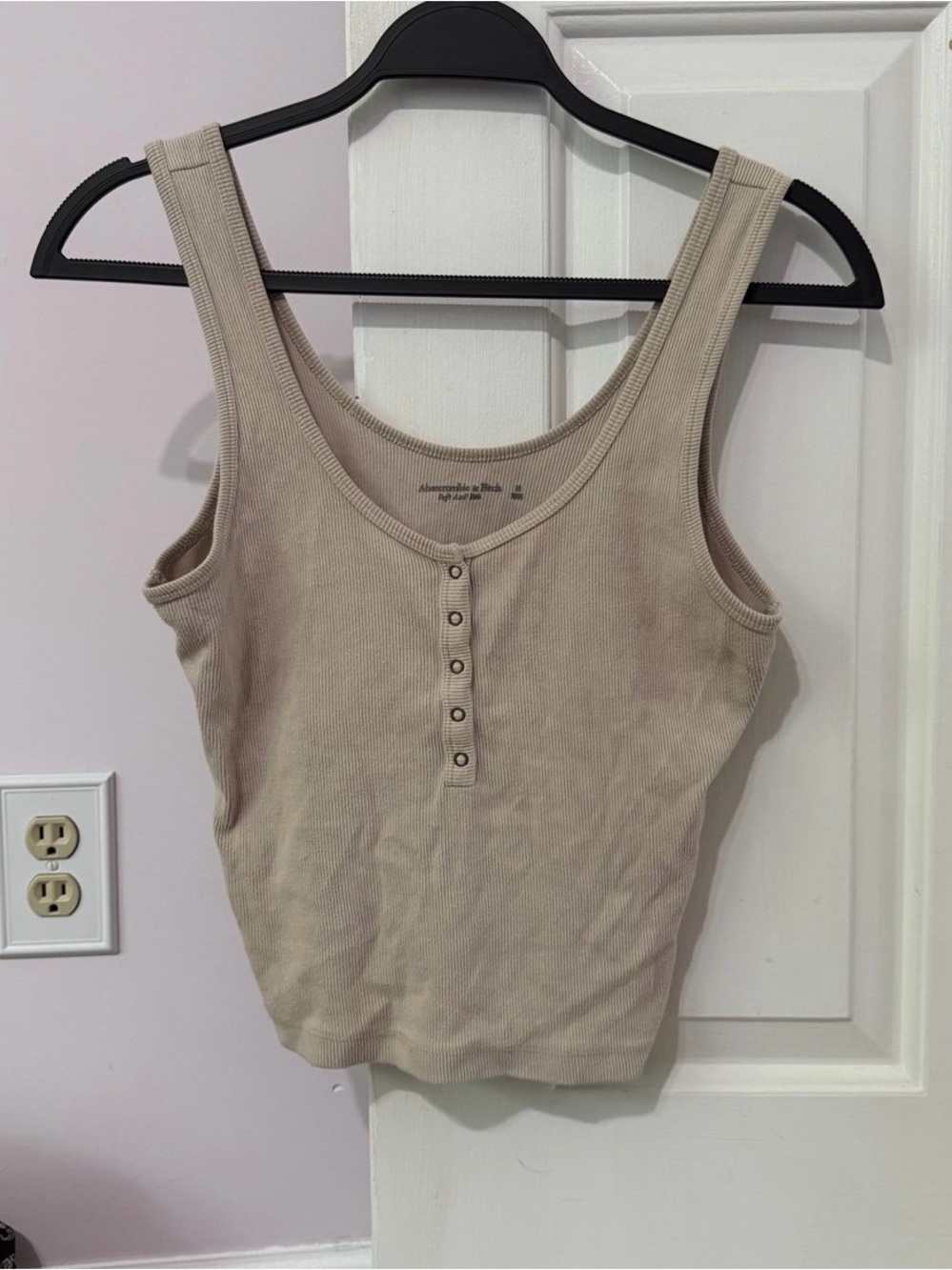 Abercrombie & Fitch Taupe Ribbed Henley Tank